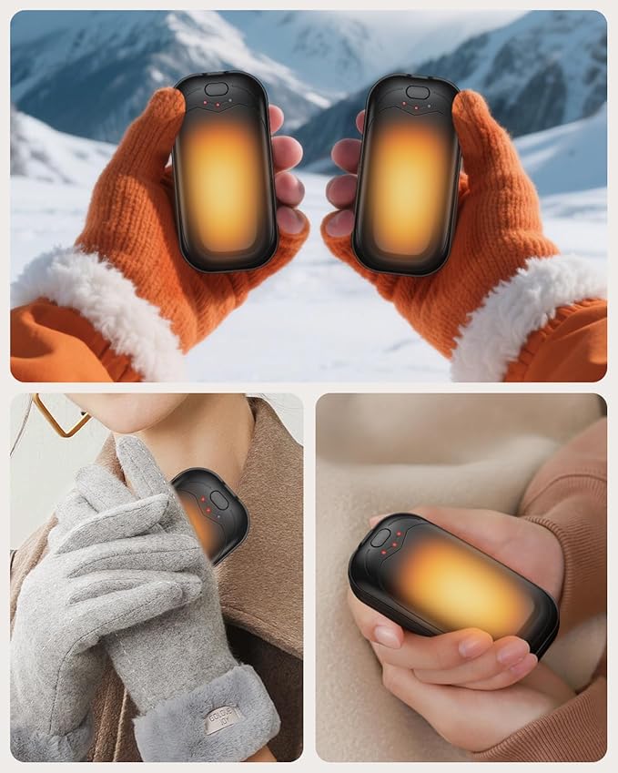 gabless Hand Warmers Rechargeable 2 Pack, Electric Hand Warmer Portable Handwarmers Pocket-Sized Hand Heater with 3 Levels Heat, Fast Heating Pocket Warmer Great Gift for Men & Women, Office, Travel