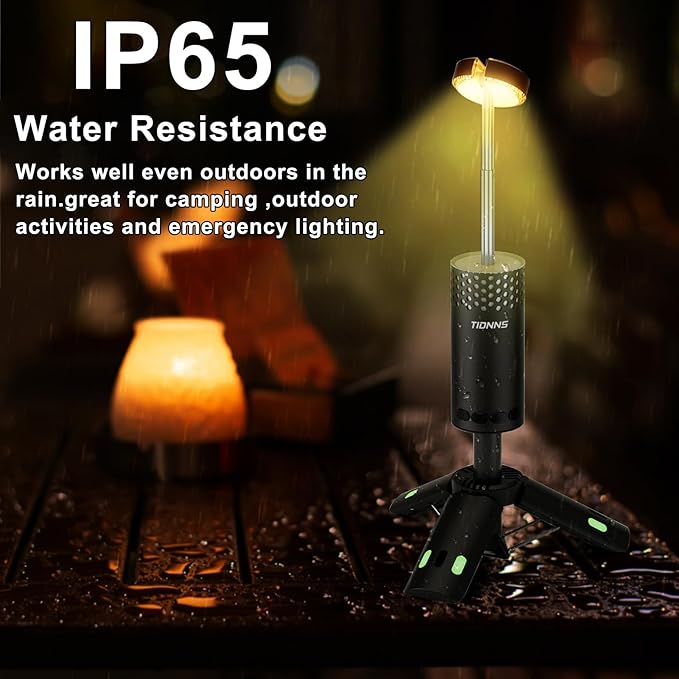 Camping Lights Rechargeable, Detachable Camping Lantern with Stand, Telescopic Waterproof Camp Lamp, Magnetic Work Hanging Light, LED Tent Flashlights for Emergency (Black)