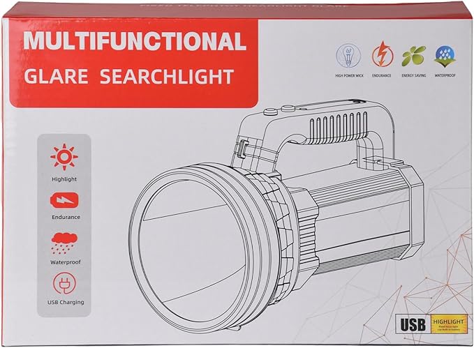 Rechargeable LED Flashlight High Lumens Camping Lantern Spotlight 5 Light Modes, 1500LM, 4800mAh Waterproof Portable Bright Camping Light for Ourdoor, Power Outages, Emergency, Gifts for Father's Day