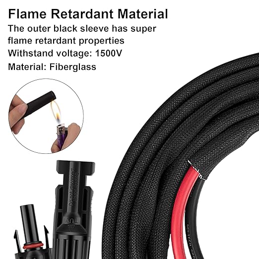 10FT 10AWG Solar Panel Extension Cable with Female and Male Connectors, Solar Cable for Solar Panels, Charge Controllers and Solar Generator (10AWG, 10FT)