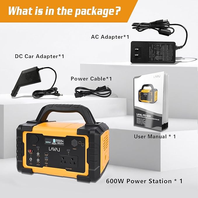 Portable Power Station 600W, 647Wh Backup Lithium Battery, 120V/600W AC Outlet, Solar Generator for Home, Outdoor, Camping and Emergencies Use