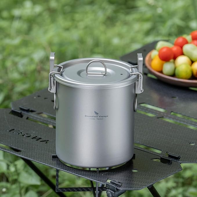 Boundless Voyage Titanium Rice Cooker Camping Cooking Pot Ultralight Camping Cookware Set for Kitchen, Hiking, Picnic, Travel Ti-2093