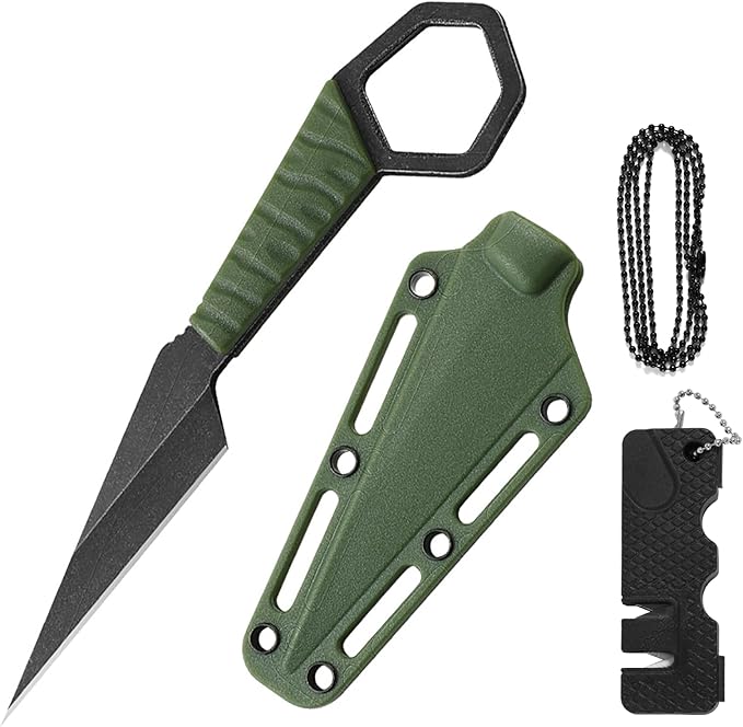 KOFERY Fixed Blade Knife with Sheath - Practical Tool for Everyday Carry, Outdoor Adventures, and Self Defense Requirements(Green)