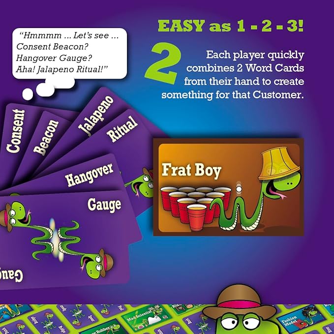 SNAKE OIL - The Silly Selling Party Game - Funny Group 3-10 Player Card Games - Fun Travel Activity - for Adults - Uncensored - Crude Oil Expansion for Ages 17+