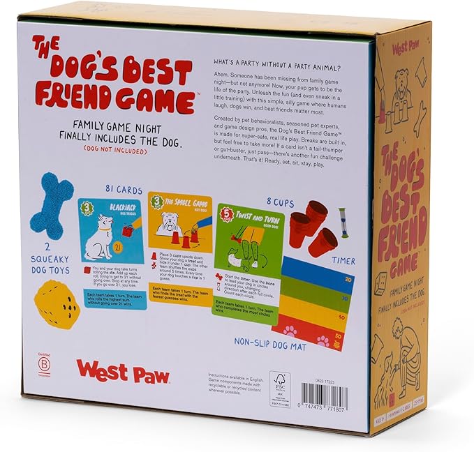 WEST PAW Dog's Best Friend Game??- Fun Family Game for Kids & Adults - Board, Challenge, & Dog Training Tip Cards Encourage Connection & Positive Reinforcement - Fun Games That Include Your Dog