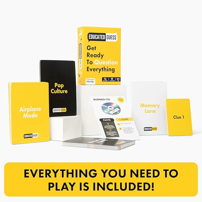 Educated Guess ??Fast & Fun Yes?‘or?‘No Trivia Party Game for Families & Friends | 100 Clue Cards, 4 Categories, Adults & Teens (Ages 12+) | Perfect for Road Trips & Gifts