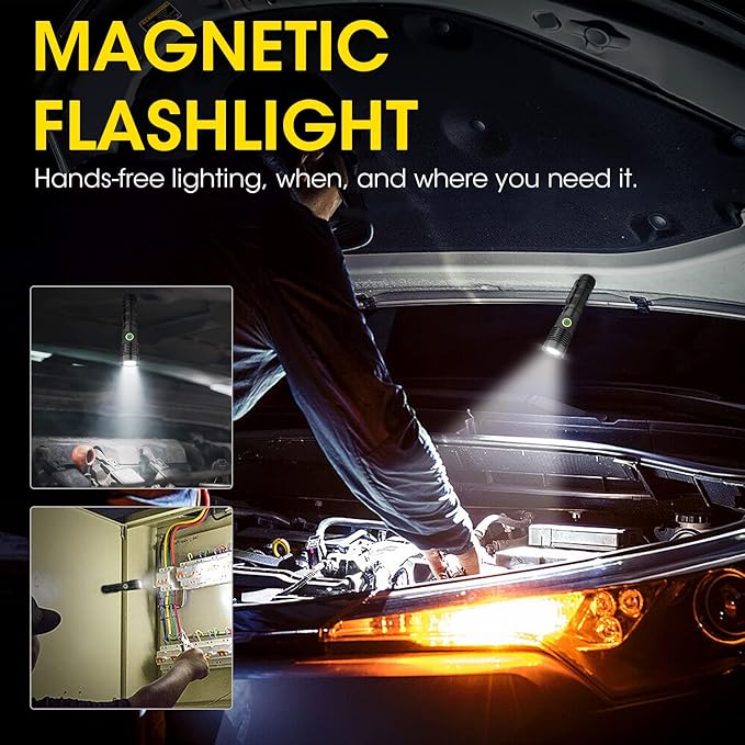 Rechargeable Flashlight High Lumens 2 Packs, High Lumens Super Bright Flash Light, Long-Range Zoomable LED Flashlights for Emergency, EDC, Searching, Waterproof Flashlight Dimmable