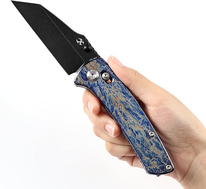KANSEPT Elite Main Street Pocket Knife, 3.36'' Blackwash 20CV Sharp Blade, Lightning Strike Titanium Handle with Axis Lock and Thumb Stud, Perfect Clip for EDC, Camping Survival Folding knives K1015M2