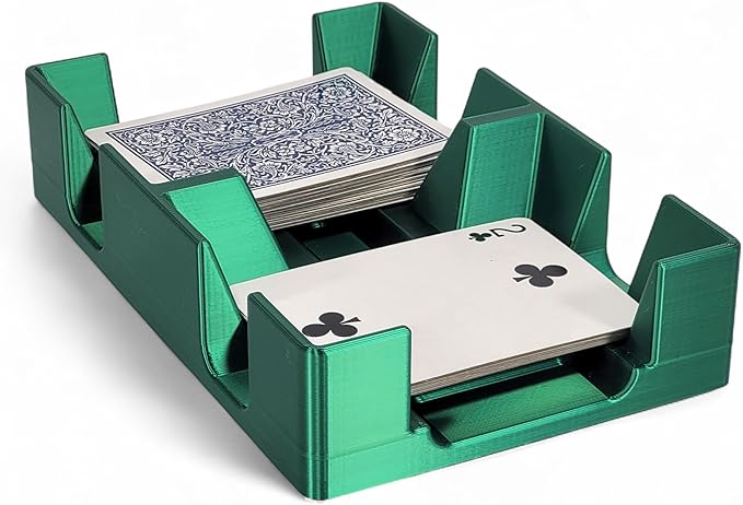 Deluxe Playing Card Tray or Caddy for Card Games Like Canasta, Rummy, UNO and More - Cardian Brand cardholder/Caddy with Felted Bottom - Non-Swivel - Made in USA (Emerald Green Silk)