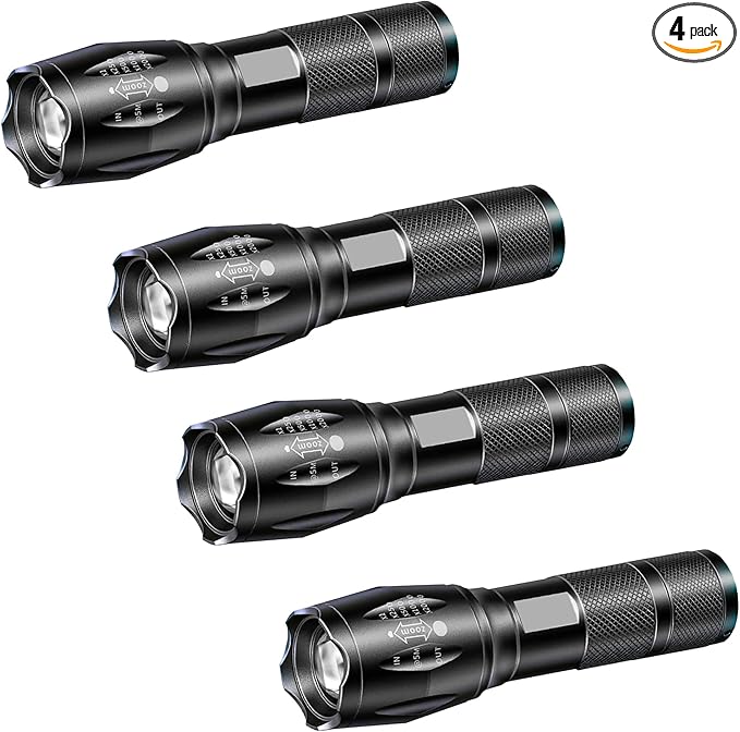 LED Flashlights - High Lumen Mini Tactical Flashlights with 5 Modes, Zoomable Beam, Water-Resistant Design for Camping, Outdoor, and Home Use (4)
