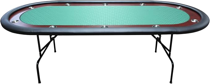 Poker Table 96 inches Light Series for 10 Player Games with Cup Holders Wooden Racetrack Felt Foldable Legs, Green