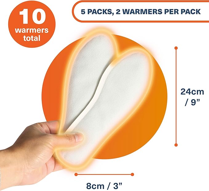 Bramble Insole Foot Warmers for Feet 5/15/30 Pair - Up to 10 Hours of Heat, All-Natural Odorless Air-Activated Warmers