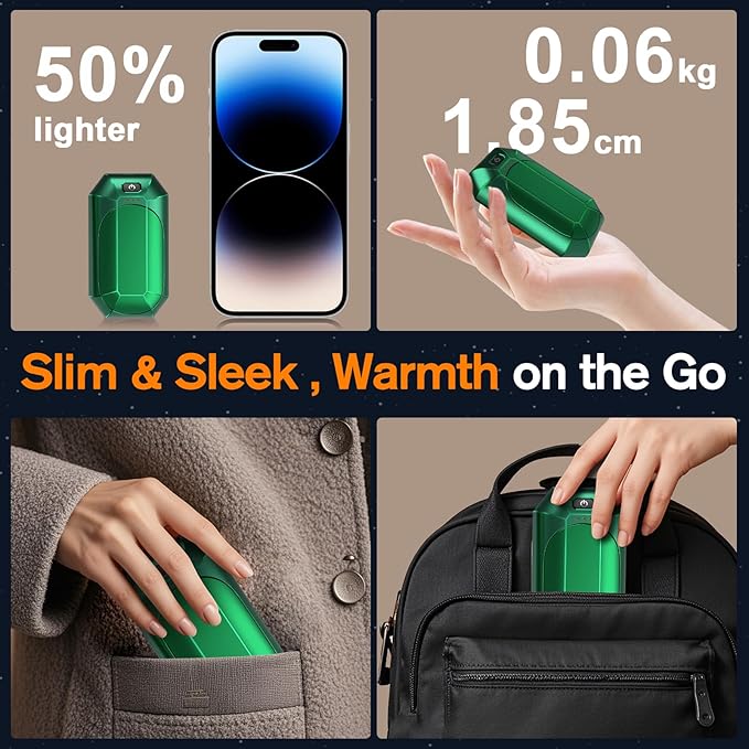 AI Hand Warmers Rechargeable 2 Pack, Portable Electric Rechargeable Hand Warmer, 20Hrs Long Heating Electric Hand Warmer, Gifts for Women, Men, Raynauds, Pain Relief,Camping,Golf,Outdoors,Indoor
