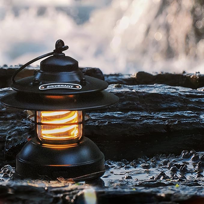 Camping Lantern Lights LED Lamp Type C Rechargeable, Emergency Light 8-130h Runtime for Power Outages, Outdoors Camping Lantern (Green)