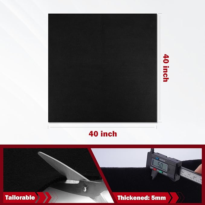 kanhiro 40x40 Inch Large Welding Blanket Fireproof Pad - 5mm Thickened Fire Resistant Carbon Felt Cloth, Flame Retardant Fabric, Heat Shield for Grill Cover, Soldering, Firepit, Smoker