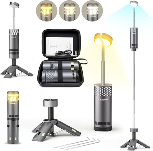 Camping Lights Rechargeable, Detachable Camping Lantern with Stand, Telescopic Waterproof Camp Lamp, Magnetic Work Hanging Light, LED Tent Flashlights for Emergency (Gray- Upgraded)