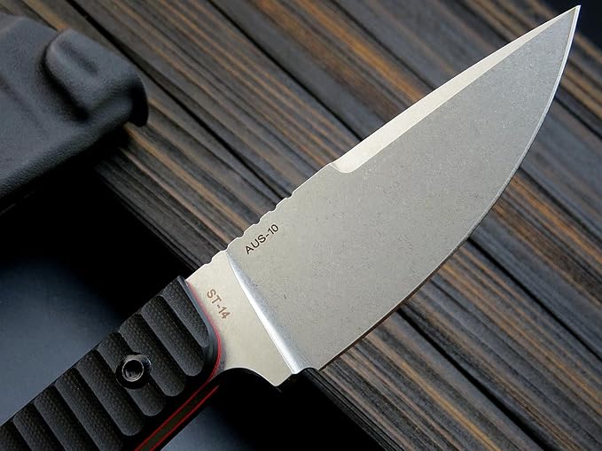 Sitivien ST14 Fixed Blade Knife AUS-10 Steel Blade G10 Handle Full Tang EDC Tool Knife for Outdoor Camping Hiking Hunting Adventure Bushcraft(Black)