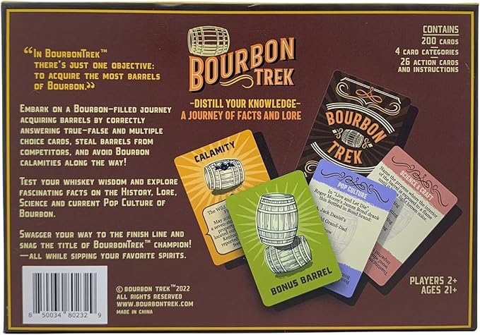 Bourbon Gifts for Men Unique Trivia Game Bourbon Trek for Whiskey Lovers | Whiskey Gifts for Men | Pop Culture, Science & History Trivia | Embark on a Journey of Old Fashioned Facts & Fun