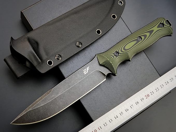 Eafengrow EF128 Fixed Blade Knife DC53 Steel Blade, Two Tone G10 Handle Full Tang Fixed Knifes Straight Knife for Working Camping Hunting Adventure EDC Tool Knife
