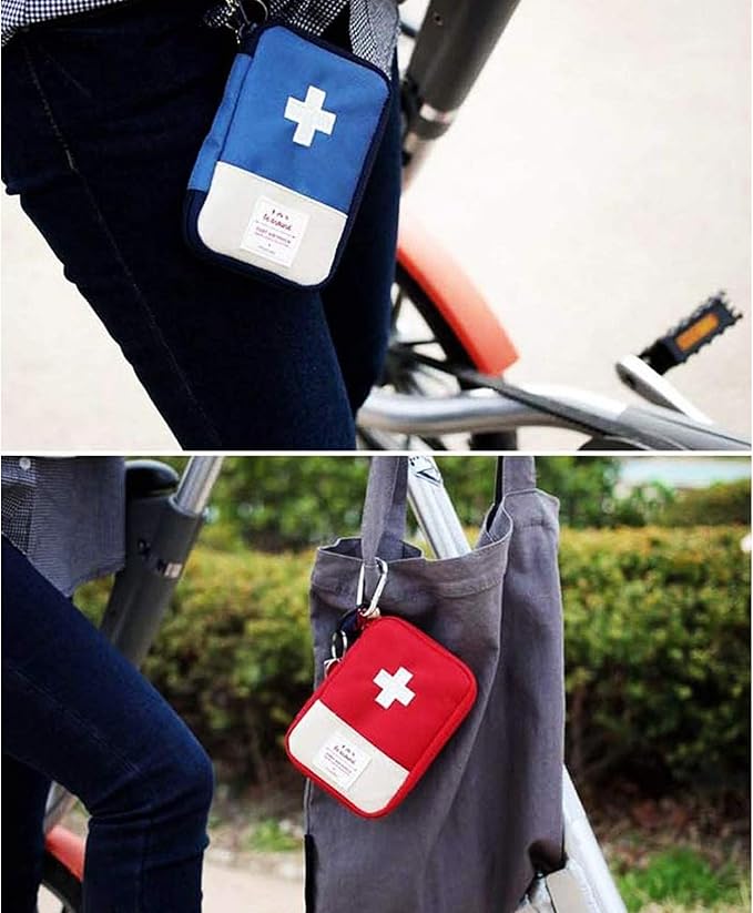 First Aid Bag - First Aid Kit Bag Empty for Home Outdoor Travel Camping Hiking, Mini Empty Medical Storage Bag Portable Pouch (Red & Blue (Small Size))