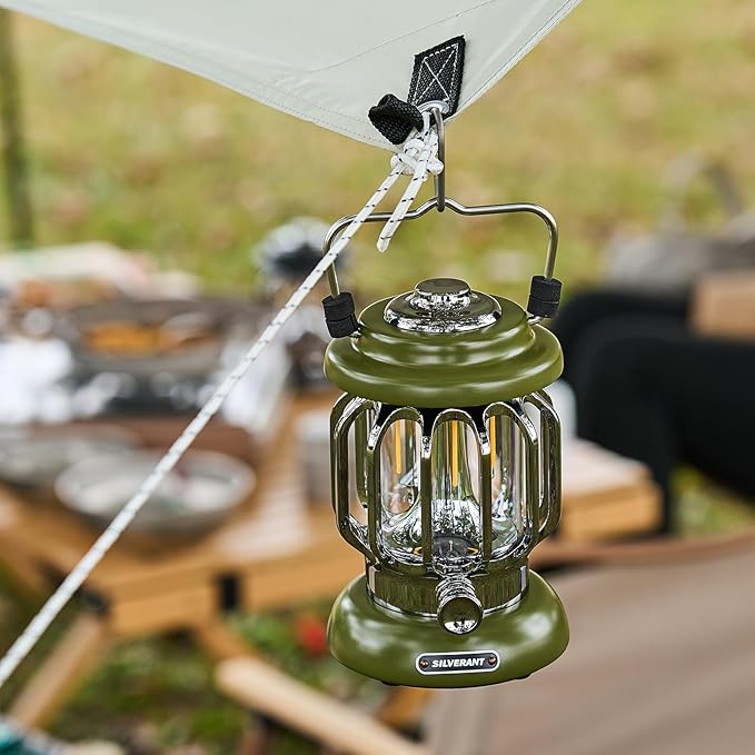 Camping Lantern Lights LED Lamp Type C Rechargeable, Emergency Light 8-130h Runtime for Power Outages, Outdoors Camping Lantern (Black)