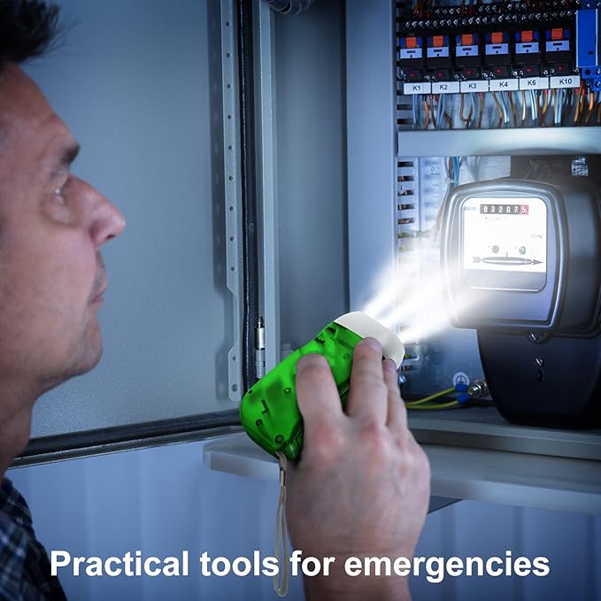 Treela 36 Pcs Hand Crank Flashlights Operation Christmas Bulk Items Squeeze Flashlight No Battery Required Torchlight 3 Powered Charging for Emergency(Yellow, Green, Blue, Red)