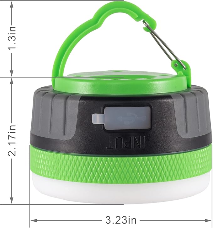 LIT-PaTH LED Camping Lantern, Rechargeable Light with Magnet Base, 2200 mAh, Survival Kit for Emergency, Hurricane, Outage, Medium Green, 2 Pack