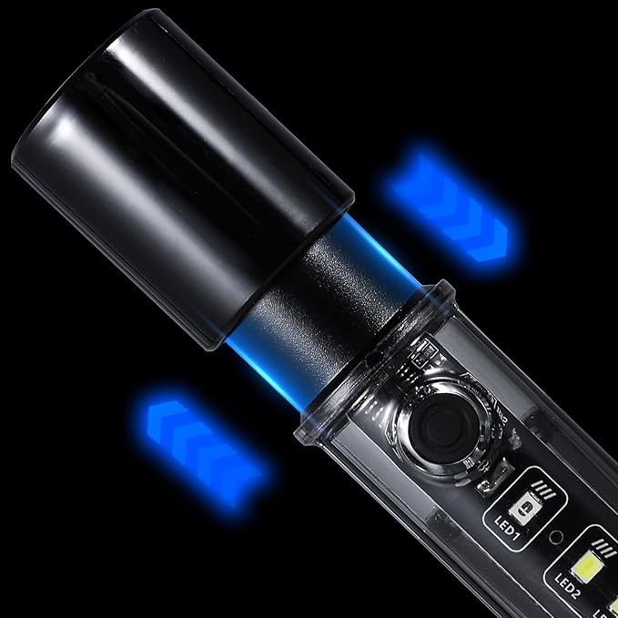 VAVOFO LED Flashlight, Aluminum Body, Adjustable Beam, Purple LED EDC Flashlight - USB-C Rechargeable, Waterproof, Zoom Focus, 3 Modes, Red & Blue Emergency Strobe - Best for Outdoor, Tactical