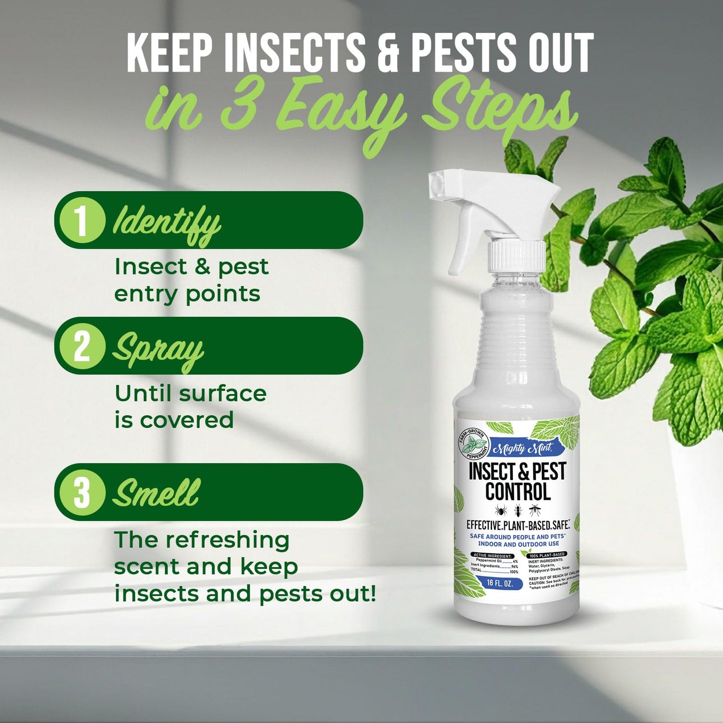Mighty Mint Peppermint Oil Insect Repellent Spray, 16 oz