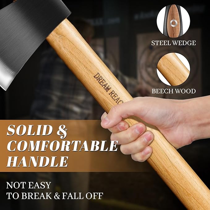 Dream Reach Throwing Axe Set - 2 PCS Professional Hatchets with Wooden Handle, 20.5" Hand Forged Throwing Game Axes for Backyard, Competition