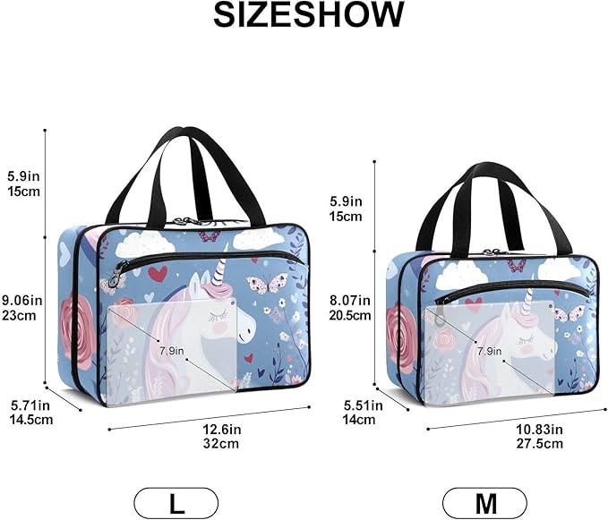 Fustylead Beautiful Unicorn in Rose Garden with Butterflies Travel Medicine Organizer Bag Home Storage First Aid Kit Large Pill Case with Zipper for Pill Bottle, Vitamins, and Medical Supplies