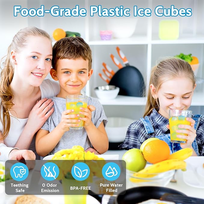 360 Pack Reusable Ice Cubes Refreezable Plastic Ice Cubes Without Diluting Large Pack Ice Cube Frozen BPA Free for Bars Party Ice Bath Camping Fishing
