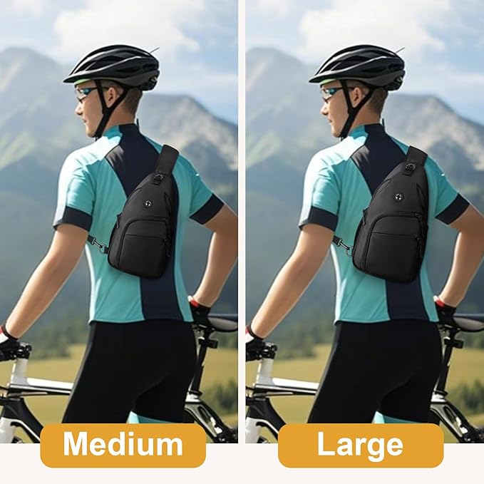 Crossbody Bags for Women Man Waterproof Sling Bag Backpack Trendy Casual Cross Body Bag with Convertible Shoulder Strap Chest Bag for Camping Hiking Travel Essentials (Black, Large)