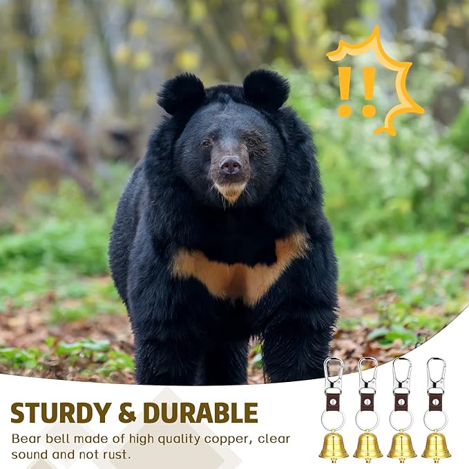 12 Pcs 1.5 Inch Loud Bear Bell with Whistle Set for Hikers Solid Brass Emergency 3 in 1 Bear Bells for Hiking Outdoor Camping Bear Protection for Survival Biking Fishing Climbing Self Defense Gear