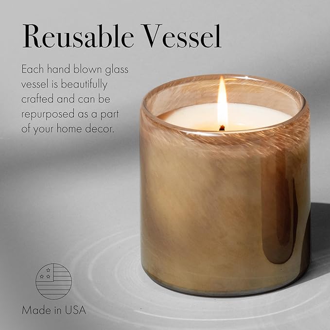 LAFCO New York Holiday Signature Candle, Birchwood Molasses - 15.5 oz - 90-Hour Burn Time - Reusable, Hand Blown Glass Vessel - Made in The USA