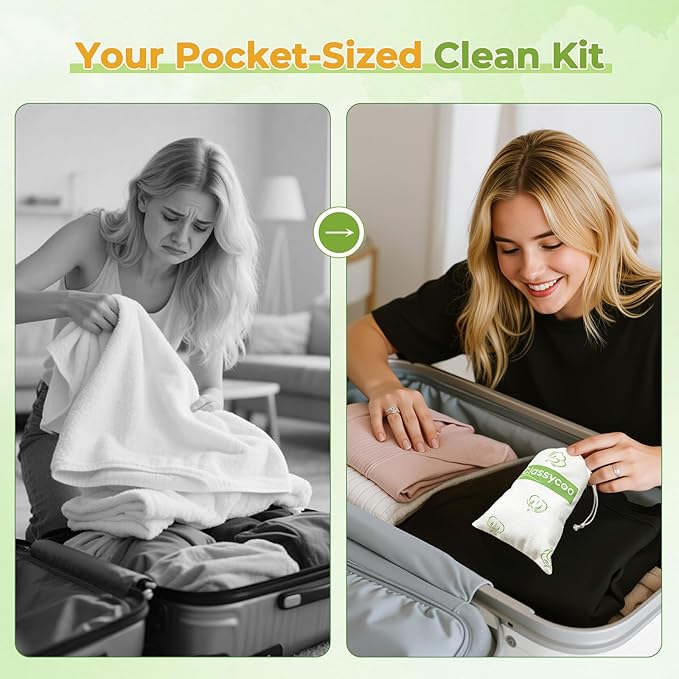 Travel Cleaning Kit for Hotel Disposable Compressed Towel(1 Bath Towelettes+ 2 Cleaning Towels+ 7 Face Cloths+1 Storage Bag+Toilet Seat Cover Papers) Toiletries Hygiene-Set, Portable Vacation Camping