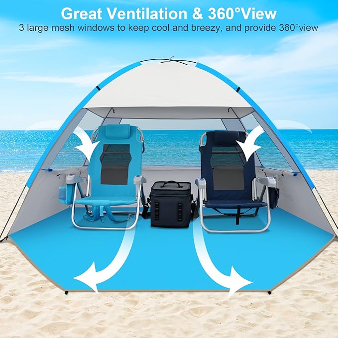 Gorich Beach Tent Sun Shelter for 3/4-5/6-7/8-10 Person with UPF 50ï¼?UV Protection, Lightweight & Easy Setup Beach Shade Canopy, Portable Beach Shade Tent Beach Cabana