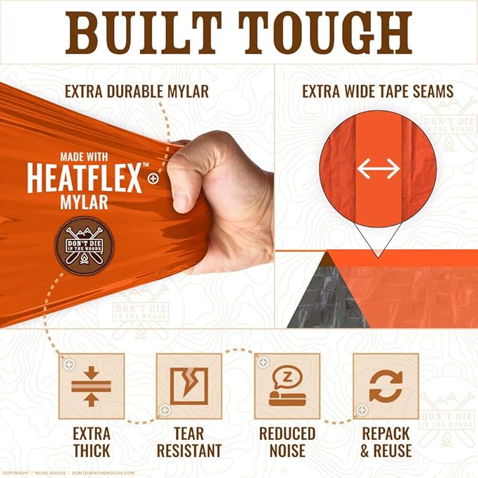 World's Toughest Ultralight Survival Tent ??2 Person Mylar Emergency Shelter Tube Tent + Paracord ??Year-Round All Weather Protection for Hiking, Camping, & Outdoor Survival Kits