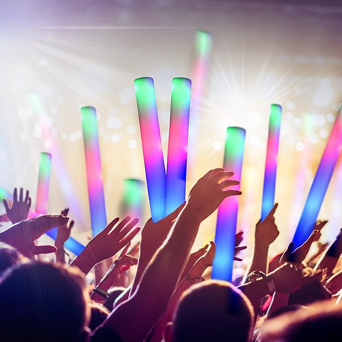 Foam Glow Sticks Bulk-120 Pcs LED Light Sticks Glow In The Dark Party Supplies with 3 Modes Colorful Flashing for Birthday Wedding Party Halloween Christmas
