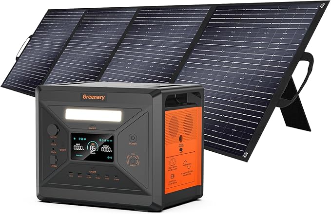 Greenery 2500W Portable Power Station, 2304Wh Large Capacity Solar Generator with 200W Solar Panel, BMS Emergency Power Station for Home Backup, Camping, Outdoor Battery Backup