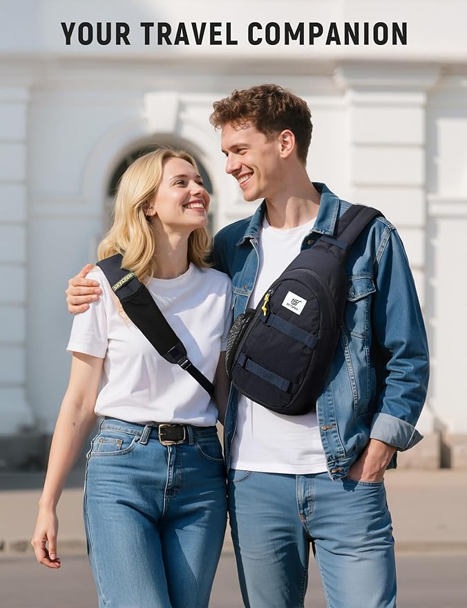SKYSPER Sling Bag Anti-Theft RFID Crossbody Bag Travel Cross Body Backpack Shoulder Hiking Sling Daypack(Navyblue)
