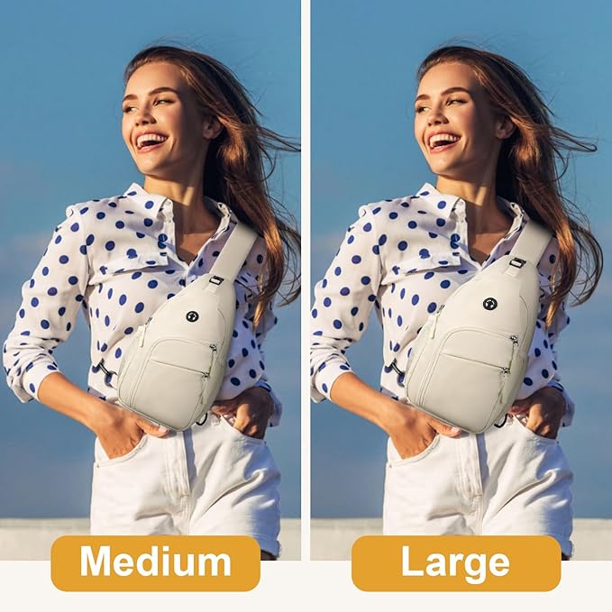 Crossbody Bags for Women Man, Waterproof Sling Bag Backpack Trendy Casual Cross Body Bags with Convertible Shoulder Strap Chest Bag for Camping Hiking Travel Essentials (Ivory, Large)