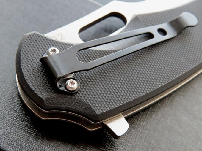 Eafengrow Pocket Knives D2 Blade and G10 Handle Folding Camping Knife Mini Outdoor Pocket Knife Survival Tool (EF13-black)