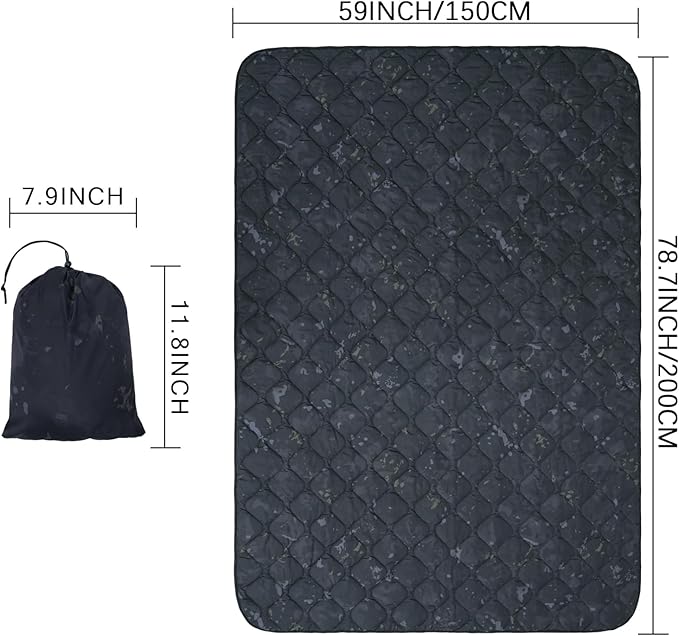 Poncho Liner Military Outdoor Camping Blanket for Travel, Beach, Grass, Picnic, Car Emergency, Outdoor, Survival