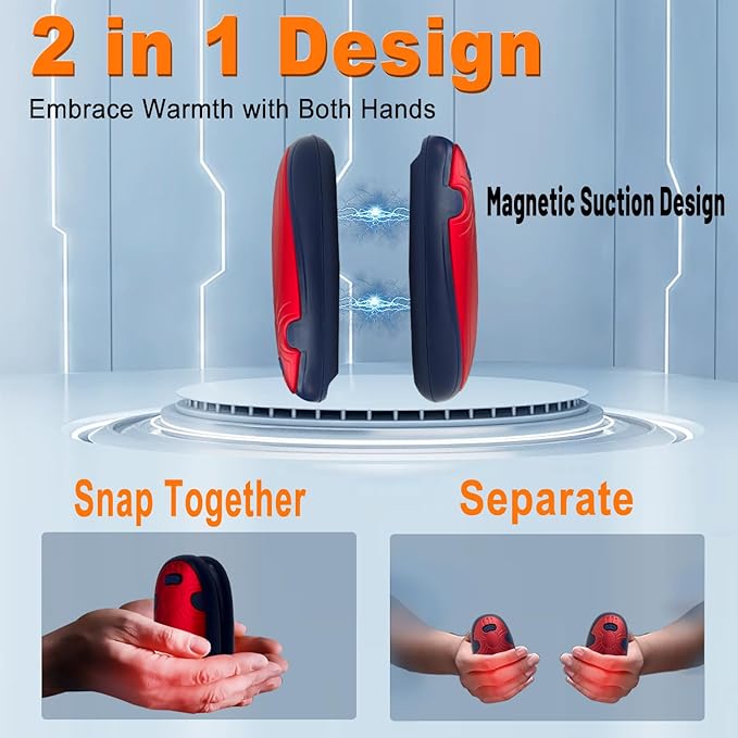 AI Hand Warmers Rechargeable 2 Pack, 4000mAh Hand Warmers with 10000mAh Charging Case, 60Hrs Long Heating Electric Hand Warmer,Pocket Hand Warmer for Christmas,Camping,Hunting