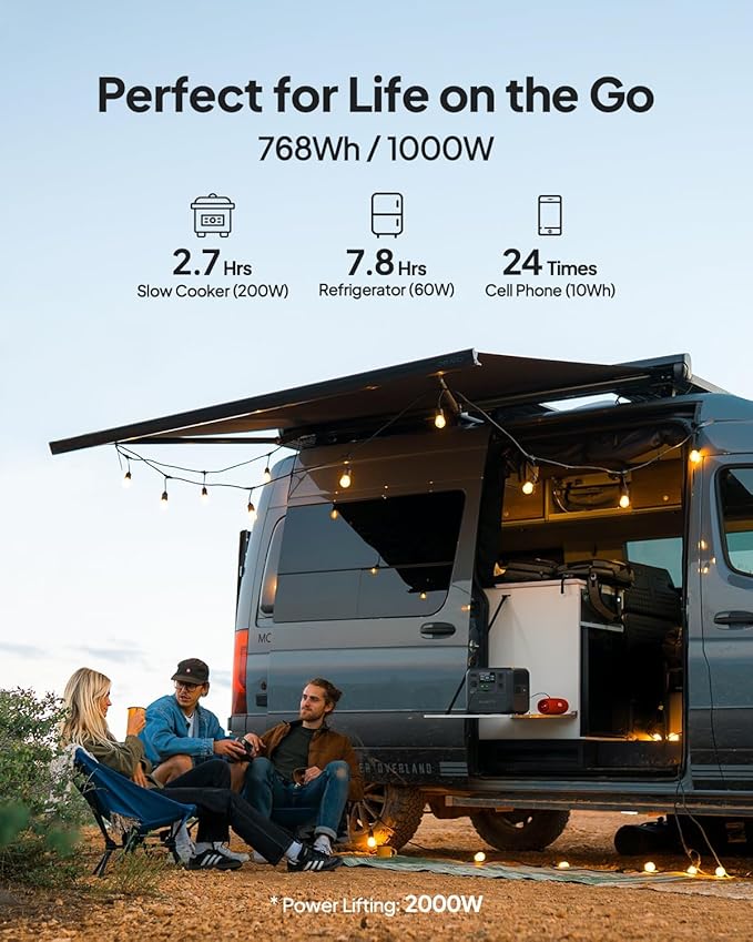 BLUETTI AC70 Portable Power Station, 768Wh Solar Generator w/ 2 1000W AC Outlets (Power Lifting 2000W), 100W Type-C, LiFePO4 Battery Backup for Road Trip, Off-grid, Power Outage (Solar Panel Optional)