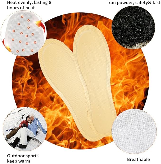 WORLD-BIO Disposable Insole Foot Warmers 7/10/16/40 Pairs Value Pack, Provide 12 Plus Hour Heating, Long Lasting Safe Natural Odorless Air Activated Warmer for Toe Hand Body, Hot Foot Warmers for Kids