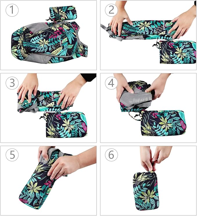 ZOMAKE Ultra Lightweight Packable Backpack 18L, Small Foldable Hiking Backpacks Water Resistant Folding Daypack for Travel(Mixed Color-Leaves)