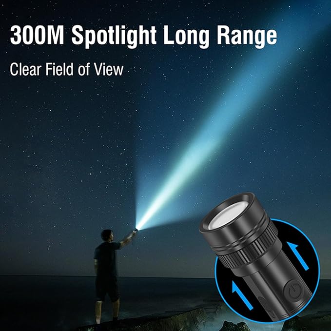 Rechargeable LED Flashlight High Lumens - 2 Pack Super Bright Small Tactical Flashlight Zoomable,4 Modes, IP64 Waterproof for Camping Emergency Repair Outdoor