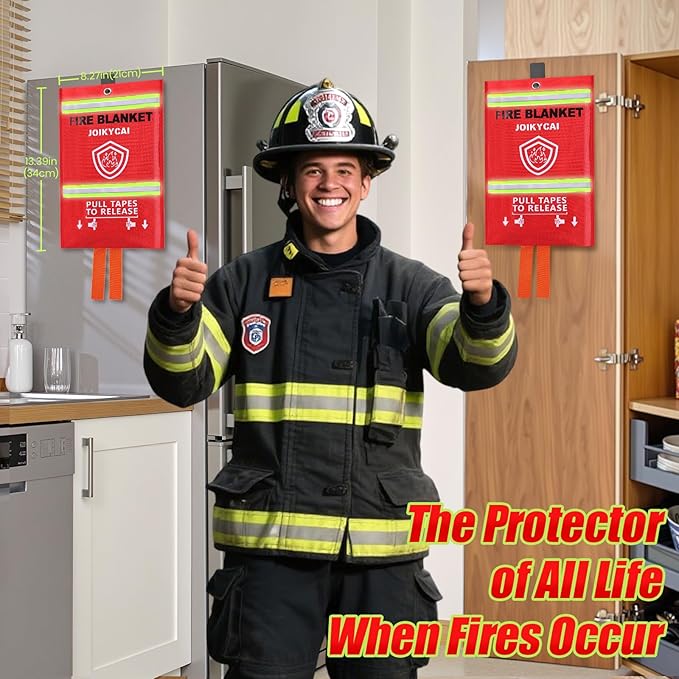 Fire Blanket For Home And Kitchen Fire Suppression Blanket Fire Blankets Emergency For Home Survival Fireproof Fiberglass Fire Safety Blanket RV Grill Fireplace Car Camping Hook Whistle 40"x40" 5 Pack
